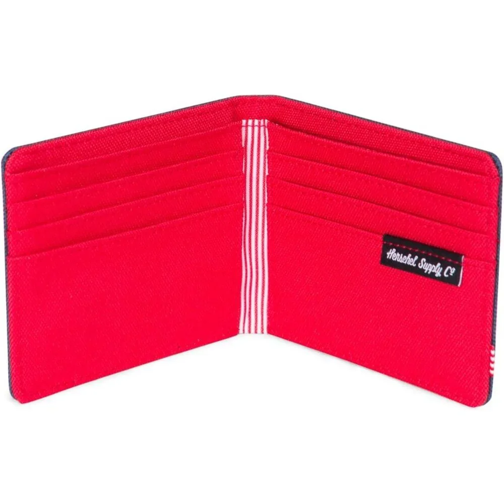 Herschel unisex adult Roy RFID Bi Fold Wallet, Navy/Red, One Size US